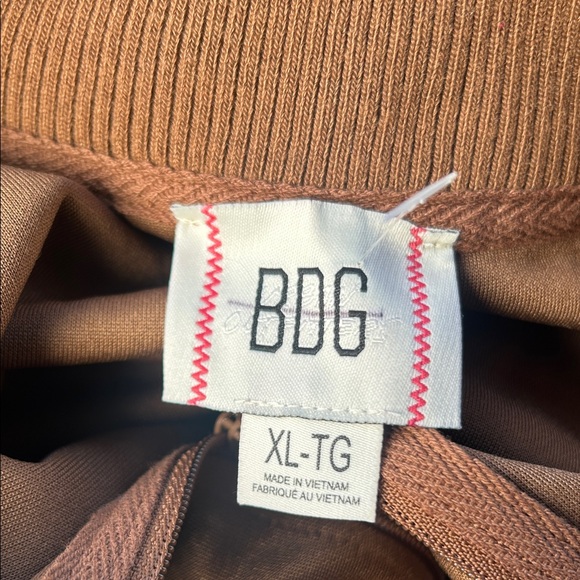 BDG XLarge Jacket Track Jacket Zip Up ribbed collar brown cream Urban Outfitters - Picture 3 of 5